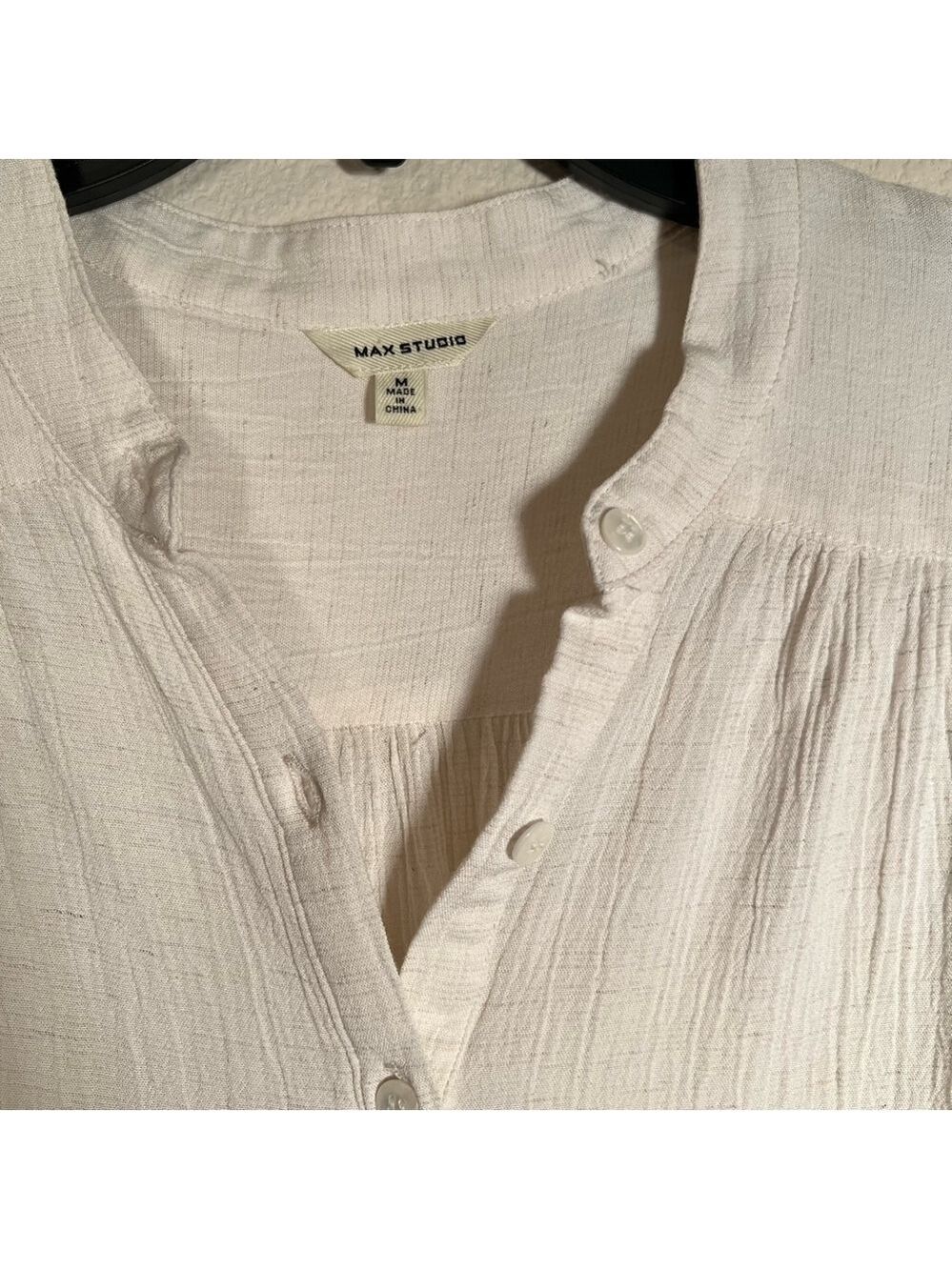 Max Studio Cream Button Up Blouse - Picture 2 of 8
